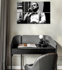 Največji gangsterji na platnu THE GODFATHER - VITO CORLEONE s steklenico viskija 120x80 cm