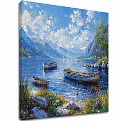 Pokrajinsko slikarstvo na platnu Mirno jezero