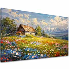 Slikarstvo na platnu Barvit cvetlični travnik | Akrilne podrobnosti